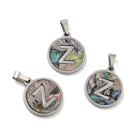 304 Stainless Steel with Paua Shell Pendants STAS-G268-02Z-P-1