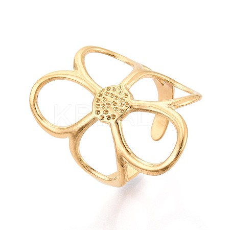 Adjustable Ion Plating(IP) 304 Stainless Steel Cuff Rings for Women RJEW-N052-22G-1