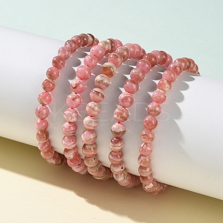 Natural Argentina Rhodochrosite Beaded Stretch Bracelets BJEW-L700-01A-1