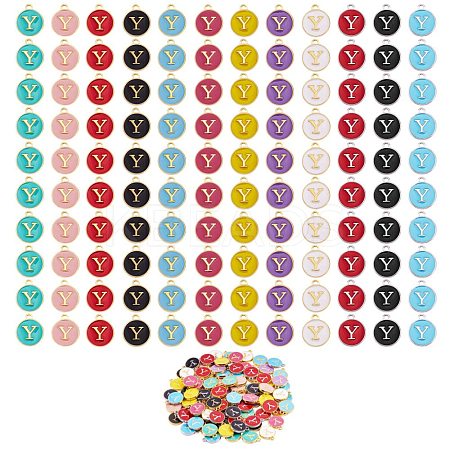 120Pcs 12 Colors Golden Plated Alloy Charms ENAM-SZ0001-64Y-1