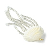 Natural Clam Shell & Glass Pearl & Glass Seed Beaded Big Pendants PALLOY-MZ00298-01-4