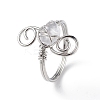 Natural Quartz Crystal Chips with Vortex Finger Ring RJEW-L082-02P-02-2