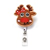 Christmas Reindeer/Stag/Deer Felt & ABS Plastic Badge Reel AJEW-I053-03-1