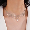 Alloy Micro Pave Cubic Zirconia Pendant Bib Necklaces for Women PW-WG44820-01-1