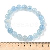 Natural Aquamarine Round Bead Stretch Bracelets for Men Women BJEW-U034-01A-03-5