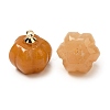 Natural Topaz Jade Pumpkin Charms with Golden Tone Brass Bails G-C158-06G-02-2