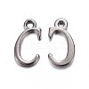 Gunmetal Plated Alloy Letter Pendants PALLOY-P097-03-C-1