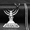 201 Stainless Steel Menorah Pendant Necklaces for Hanukkah NJEW-H065-21P-1