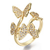 Brass Micro Pave Cubic Zirconia Cuff Rings RJEW-S044-074-NF-1