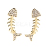 Cubic Zirconia Fishbone Dangle Earrings EJEW-A069-09G-1