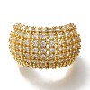 Rack Plating Brass Clear Cubic Zirconia Open Cuff Rings RJEW-S411-18G-2