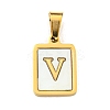 PVD Vacuum Plating 304 Stainless Steel Pave Natural White Shell Pendants STAS-S130-03G-V-1