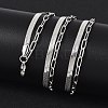 Non-Tarnish 304 Stainless Steel Paperclip & Herringbone Chains Double Layer Necklace for Men Women LS-NJEW-E046-01P-2
