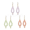 3 Pairs 3 Colors Imitation Jade Glass Beaded Teardrop Dangle Earrings EJEW-JE06517-2