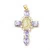 Rack Plating Brass Micro Pave Cubic Zirconia Pendants ZIRC-I059-15G-05-1