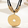 Alloy Disc with CCB Plastic Pendant Black Waxed Cord Multi-strand Necklaces FS-WG118E2-01-2