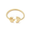 Footprint & Palm Brass Open Cuff Ring for Women RJEW-A040-03G-2