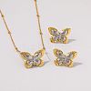 304 Stainless Steel Stud Earrings & Pendant Necklaces Sets WG2CA3C-01-1