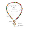 Alloy Enamel Heart Pendant Colorful Glass Rondelle Beaded Necklaces with OT Clasps for Women FS-WG6FAC1-04-3
