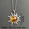 Natural Tiger Eye Sun Pendant Alloy Chain Vintage Necklaces WB3716-12-3