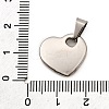 Heart 304 Stainless Steel Pendants STAS-M121-13P-3