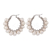 Natural Pearl Braided Hoop Earrings EJEW-JE04851-1