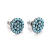 Bohemian Synthetic Turquoise Flat Round Stud Earrings EJEW-H085-06B-1