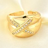 Brass Micro Pave Cubic Zirconia Adjustable Open Cuff Rings for Women RJEW-K292-11G-1