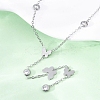 304 Stainless Steel Crystal Rhinestone Butterfly Lariat Necklaces NJEW-R026-12P-3
