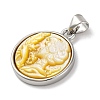Natural Yellow Shell Carved Cameo Lady Pendants KK-D537-01P-01-2