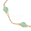 Dyed Round Natural Malaysia Jade & 304 Stainless Steel Cable Chain Ankelets AJEW-AN00701-01-4