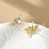 Brass Micro Pave Clear Cubic Zirconia Stud Earrings EJEW-R016-26G-16-3