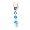 Iron ID Card Clips with Handmade Lampwork Mushroom & Evil Eye JEWB-BR00126-02-1