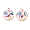 Printed Rack Plating Alloy Enamel Pendants ENAM-T020-02A-1