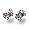 Brass Micro Pave Magenta Cubic Zirconia Beads KK-M318-32P-2