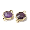 Brass Natural Amethyst Connector Charms KK-Z096-01G-03-2