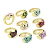 Brass Micro Pave Cubic Zirconia Enamel Cuff Rings for Women RJEW-L113-041G-4