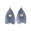 Brass & Natural Blue Aventurine(Dyed & Heated) & Cubic Zirconia Pendants GG-CBAD360-20G-05-1