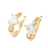 Heart Brass Micro Pave Clear Cubic Zirconia Cuff Earrings EJEW-H178-02G-4