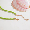 Summer Beach Porcelain Fish Shell Shape & Plastic Pearl Pendant Lime Glass Seed Beaded Necklaces for Women FS-WGBDA16-01-4