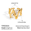 Irregular 304 Stainless Steel Cubic Zirconia Cuff Open Rings for Women RA2180-7-1