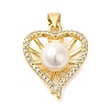 Rack Plating Brass Micro Pave Cubic Zirconia Pendants KK-P241-07G-1