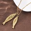 304 Stainless Steel Couple Fish Pendant Satellite Chain Necklaces for Women LS-NJEW-Z108-02G-3