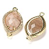 Natural Sunstone Faceted Horse Eye Connector Charms G-G181-07G-01-2