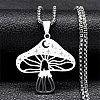 201 Stainless Steel Hollow Moon Star Mushroom Pendant Necklaces for Women LS-NJEW-K283-34P-1