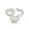 Brass Letter Open Cuff Rings for Women RJEW-G313-01L-P-2