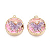 Rack Plating Alloy Enamel and ABS Imitation Pearl Pendants ENAM-T091-58A-1