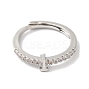 Rack Plating Brass Clear Cubic Zirconia Number 1 Adjustable Rings for Women RJEW-S407-09P-01-2