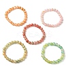 5Pcs 5 Color Crackle Glass Round Beaded Stretch Bracelets Set BJEW-JB09695-02-5