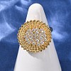 Brass Micro Pave Cubic Zirconia Cuff Open Rings RJEW-F204-05G-1